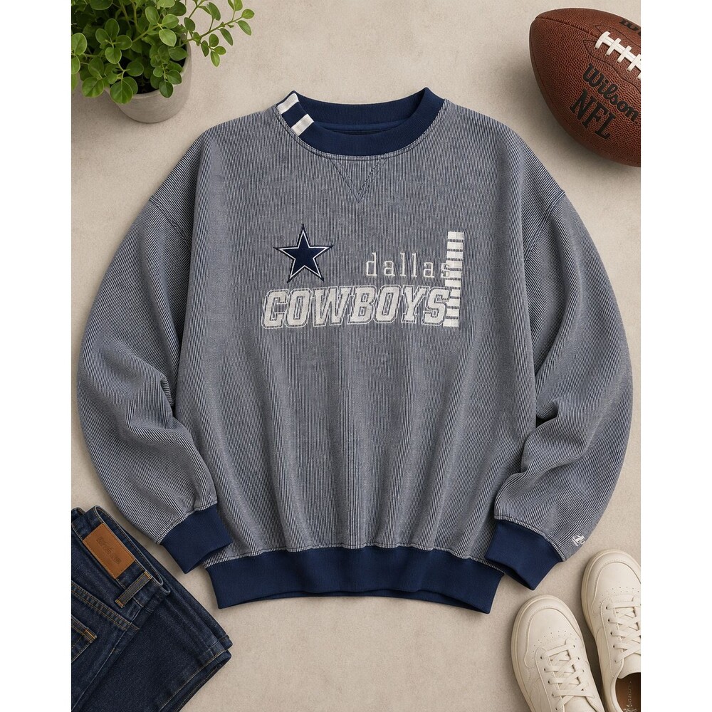 Dallas Cowboys Lee Athletic XL Striped Embroidered Crewneck Sweatshirt NFL